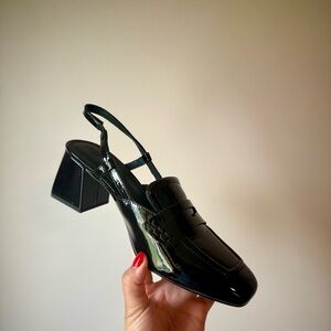 J. Crew Black Patent Leather Block Heels